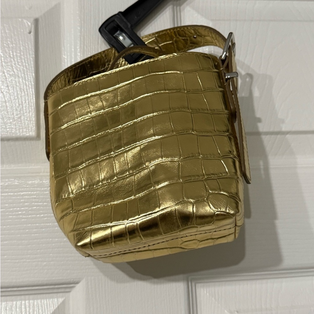 Madewell Gold Croc-Embossed Mini Bag